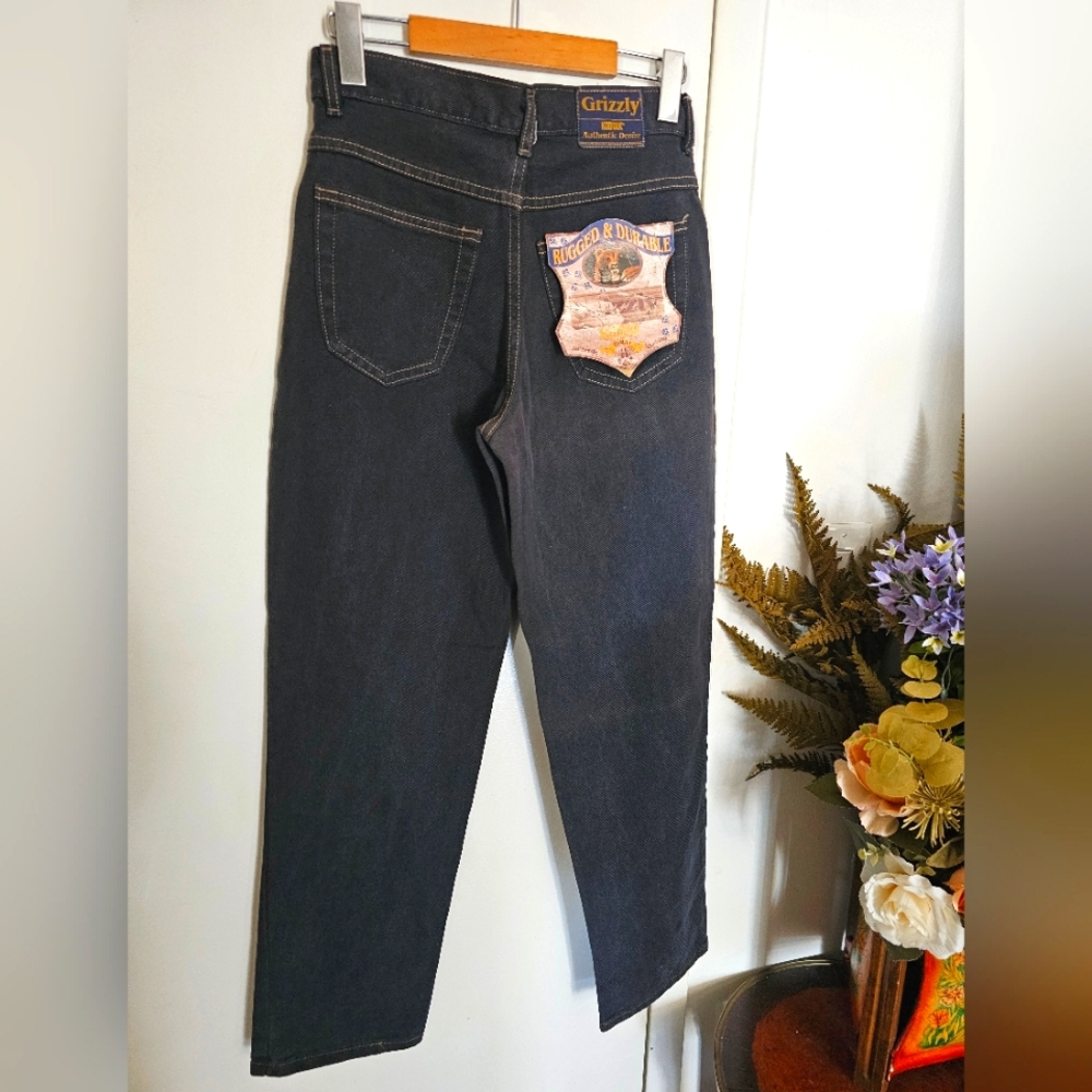 Vintage Mom Jeans Kodiak Grizzly Black Denim High Waist Deadstock